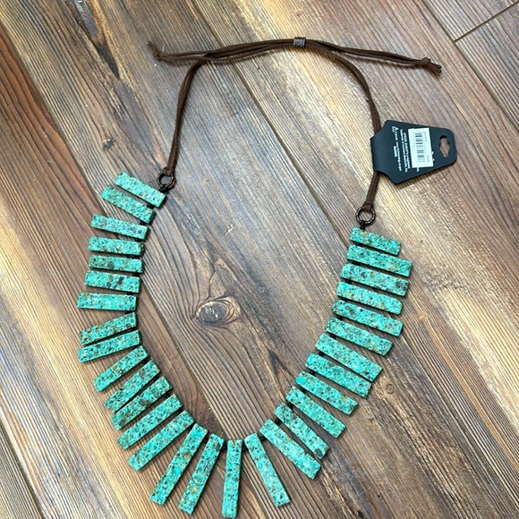 NWT $50 Montana SS Jade Chunky Leather Attitude Necklace Western Accessories - Picture 2 of 6